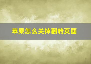 苹果怎么关掉翻转页面