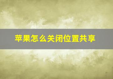 苹果怎么关闭位置共享