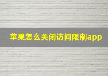 苹果怎么关闭访问限制app