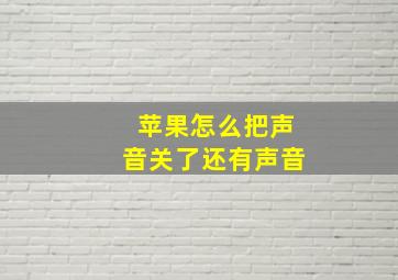 苹果怎么把声音关了还有声音