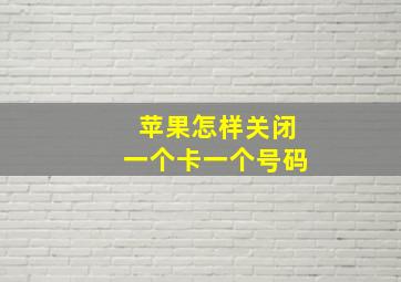 苹果怎样关闭一个卡一个号码