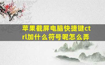 苹果截屏电脑快捷键ctrl加什么符号呢怎么弄