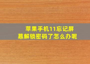 苹果手机11忘记屏幕解锁密码了怎么办呢