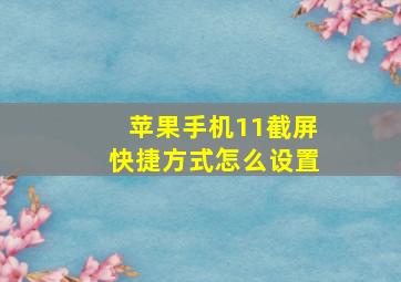 苹果手机11截屏快捷方式怎么设置