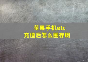 苹果手机etc充值后怎么圈存啊