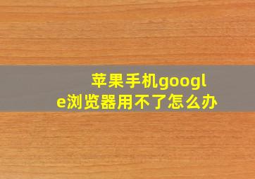 苹果手机google浏览器用不了怎么办