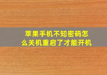 苹果手机不知密码怎么关机重启了才能开机