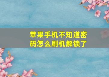 苹果手机不知道密码怎么刷机解锁了