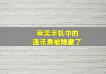 苹果手机中的通讯录被隐藏了