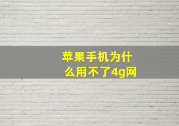 苹果手机为什么用不了4g网