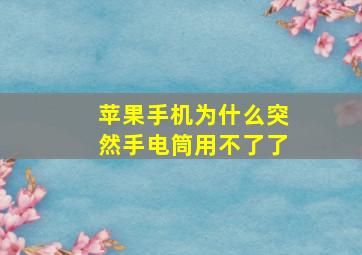 苹果手机为什么突然手电筒用不了了