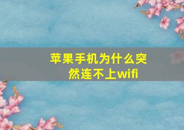 苹果手机为什么突然连不上wifi