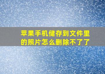 苹果手机储存到文件里的照片怎么删除不了了