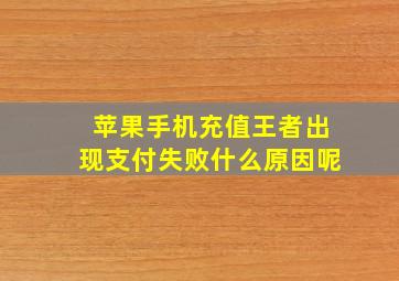 苹果手机充值王者出现支付失败什么原因呢