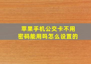 苹果手机公交卡不用密码能用吗怎么设置的