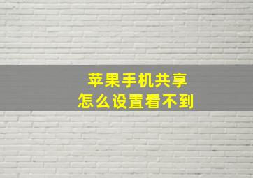 苹果手机共享怎么设置看不到