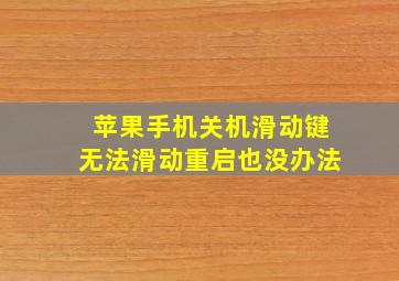 苹果手机关机滑动键无法滑动重启也没办法