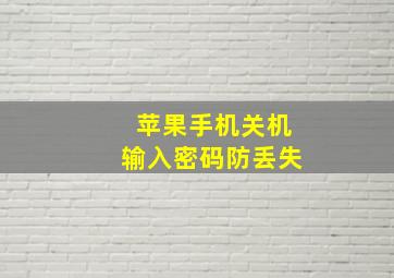 苹果手机关机输入密码防丢失