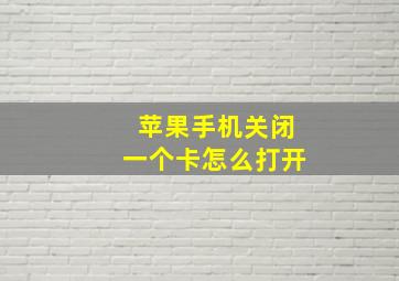 苹果手机关闭一个卡怎么打开