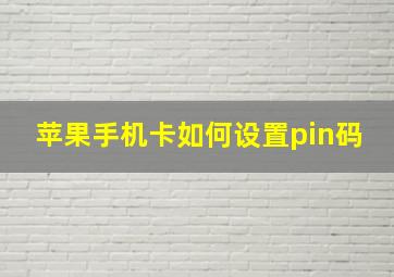 苹果手机卡如何设置pin码