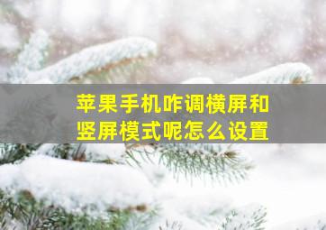 苹果手机咋调横屏和竖屏模式呢怎么设置