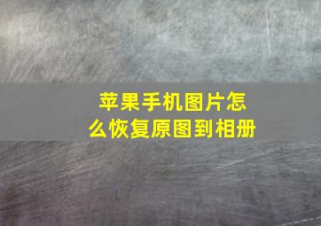 苹果手机图片怎么恢复原图到相册