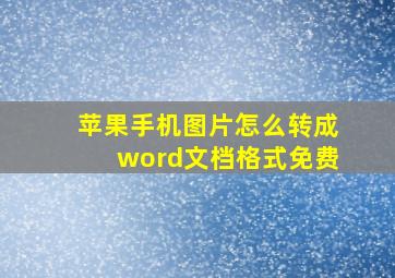 苹果手机图片怎么转成word文档格式免费