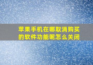 苹果手机在哪取消购买的软件功能呢怎么关闭