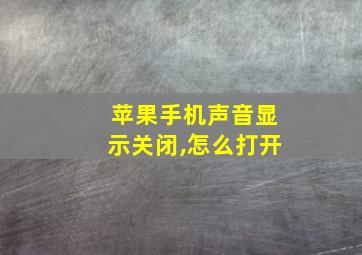 苹果手机声音显示关闭,怎么打开