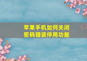 苹果手机如何关闭密码错误停用功能