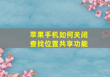 苹果手机如何关闭查找位置共享功能