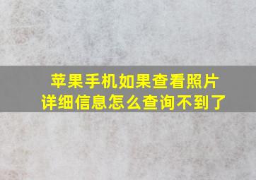 苹果手机如果查看照片详细信息怎么查询不到了