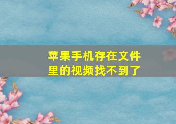 苹果手机存在文件里的视频找不到了