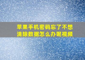 苹果手机密码忘了不想清除数据怎么办呢视频