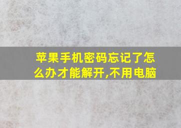 苹果手机密码忘记了怎么办才能解开,不用电脑