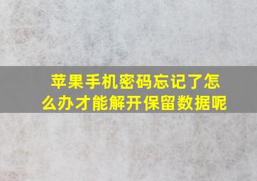 苹果手机密码忘记了怎么办才能解开保留数据呢