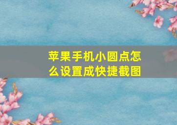 苹果手机小圆点怎么设置成快捷截图