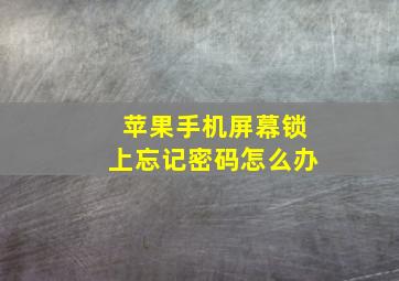 苹果手机屏幕锁上忘记密码怎么办