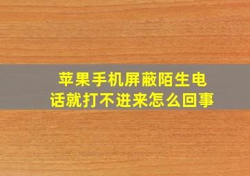 苹果手机屏蔽陌生电话就打不进来怎么回事