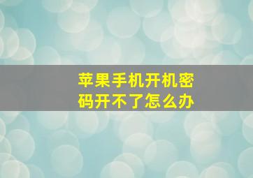 苹果手机开机密码开不了怎么办