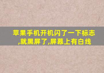 苹果手机开机闪了一下标志,就黑屏了,屏幕上有白线