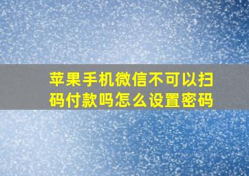 苹果手机微信不可以扫码付款吗怎么设置密码