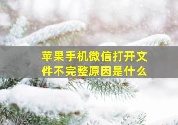 苹果手机微信打开文件不完整原因是什么