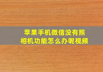 苹果手机微信没有照相机功能怎么办呢视频