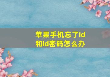 苹果手机忘了id和id密码怎么办