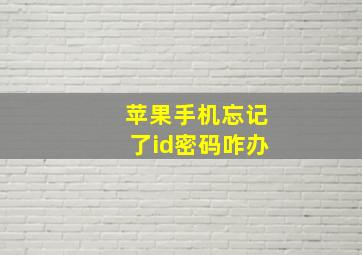 苹果手机忘记了id密码咋办