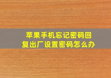 苹果手机忘记密码回复出厂设置密码怎么办