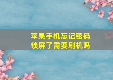 苹果手机忘记密码锁屏了需要刷机吗