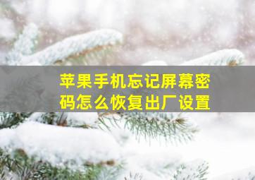 苹果手机忘记屏幕密码怎么恢复出厂设置