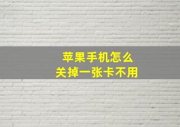 苹果手机怎么关掉一张卡不用